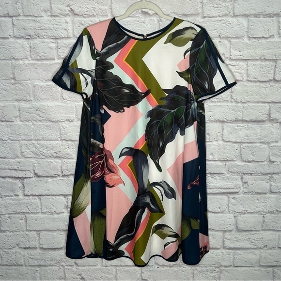Ted Baker London Pink and Green Floral Mini Dress - Picture 7 of 15
